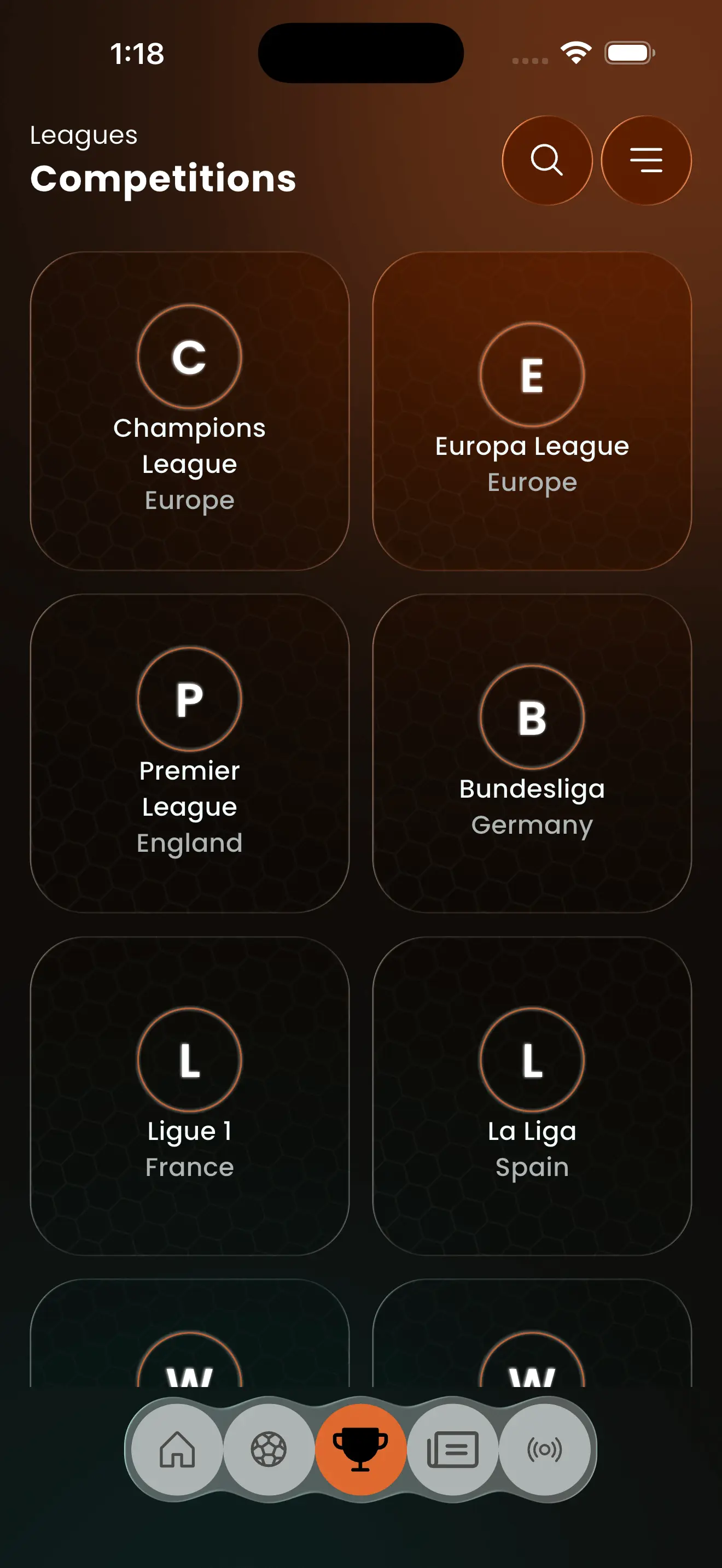 Browse leagues and competitions worldwide